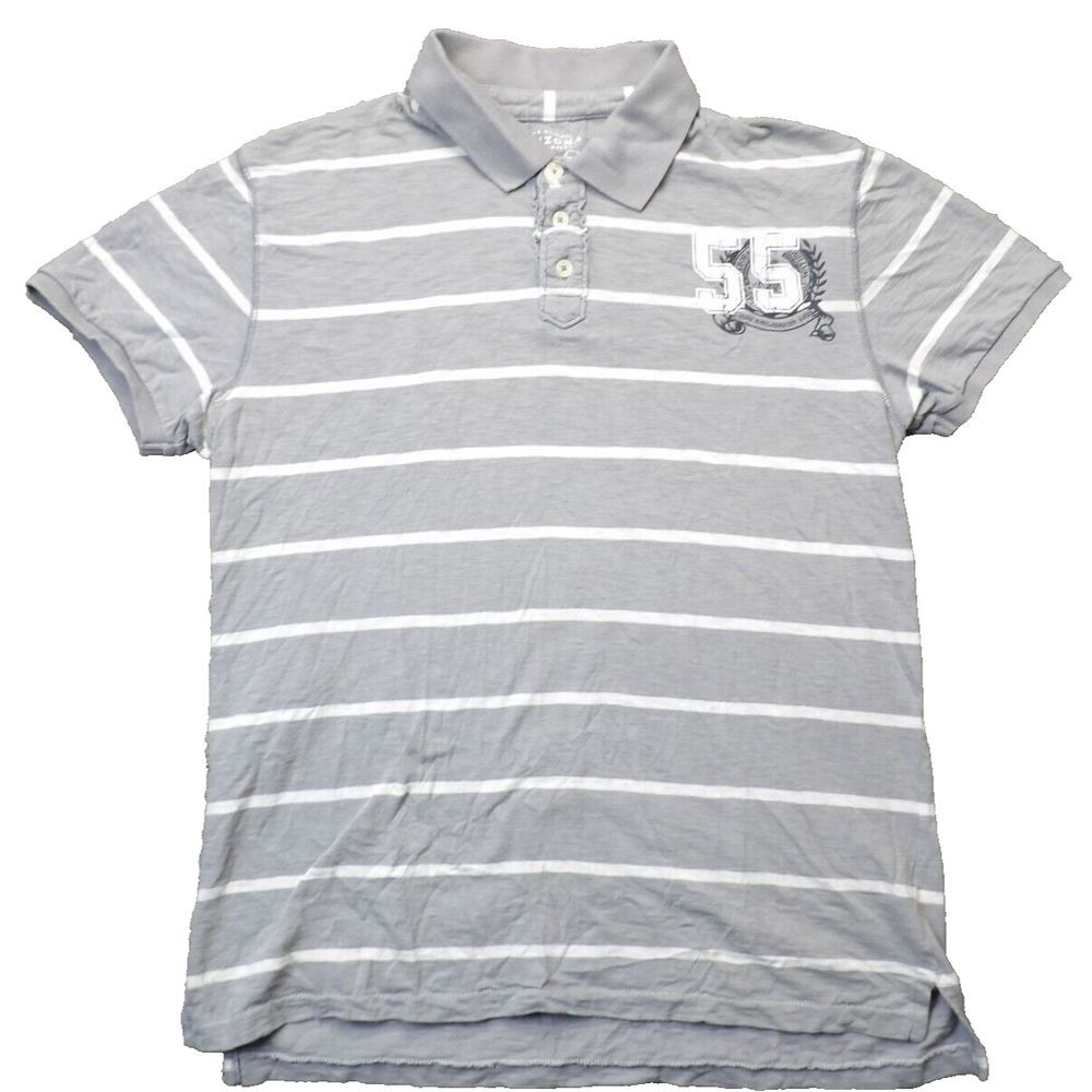 Y2K Arizona Jean Co Polo Shirt Mens XL Gray Striped Short Sleeve VTG 90s Skater
